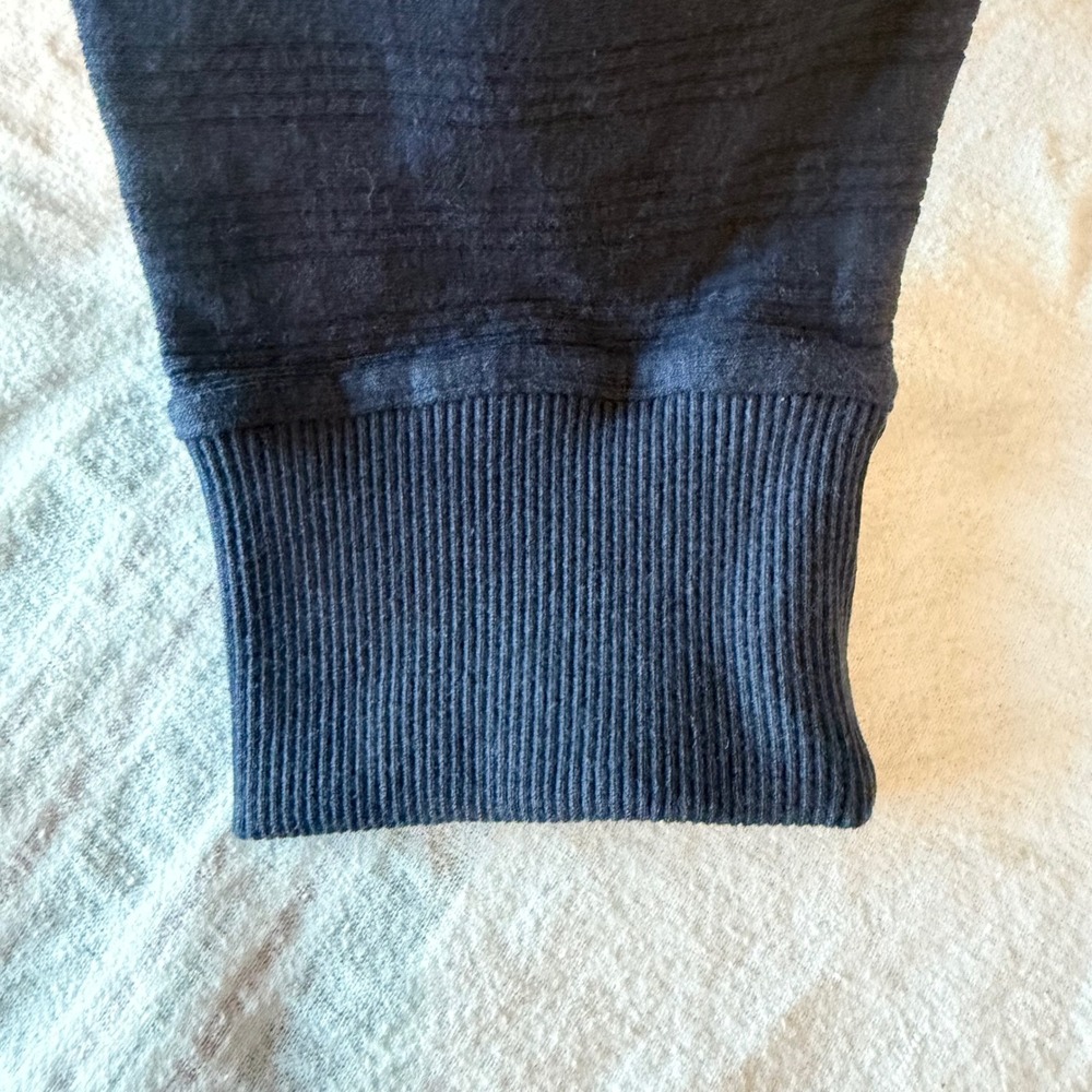 Oliver Spencer Mens Navy Blue Textured Cotton Crewneck Sweatshirt Large - Picture 3 of 12